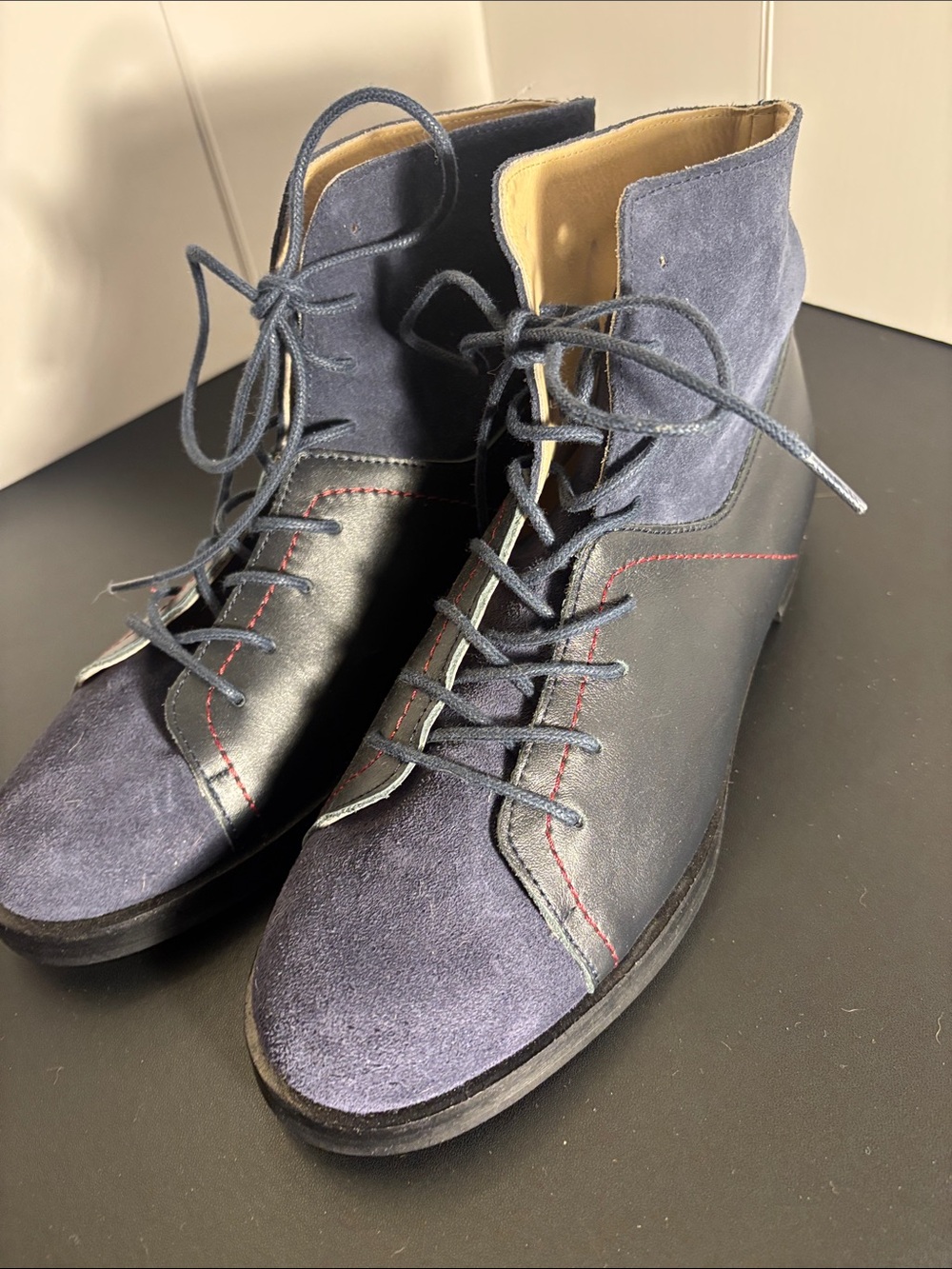 Men's Navy Suede & Black Leather Chukka Boots